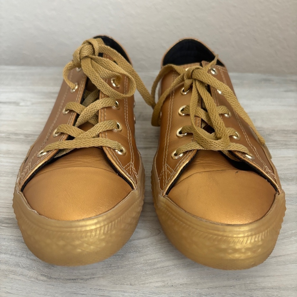 Unique Converse All Star Chuck Low Top Sneakers Metallic Gold Y4 - Picture 3 of 8